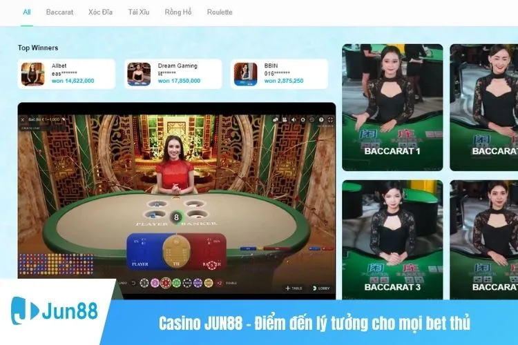 Casino JUN88 – Điểm đến lý tưởng cho mọi bet thủ