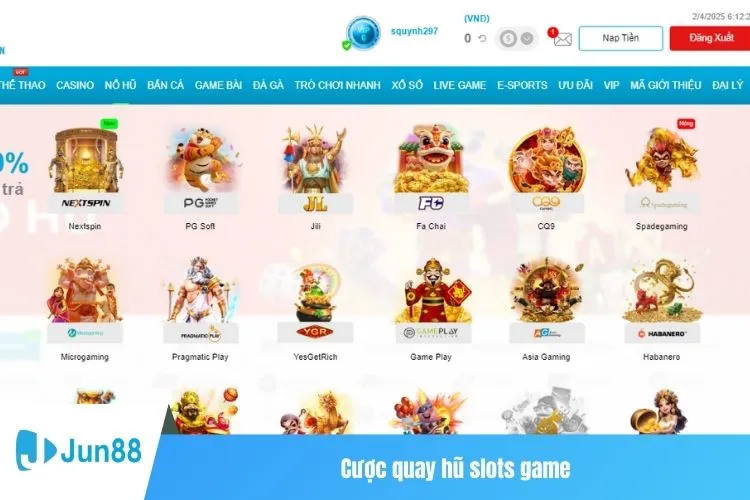 Cược quay hũ slots game